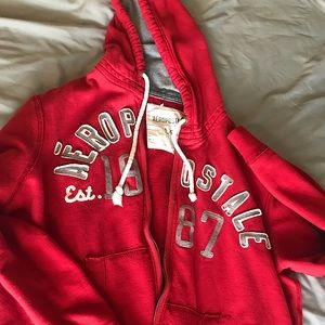 Men’s Aeropostale Zip Up Hoodie, Large, Red